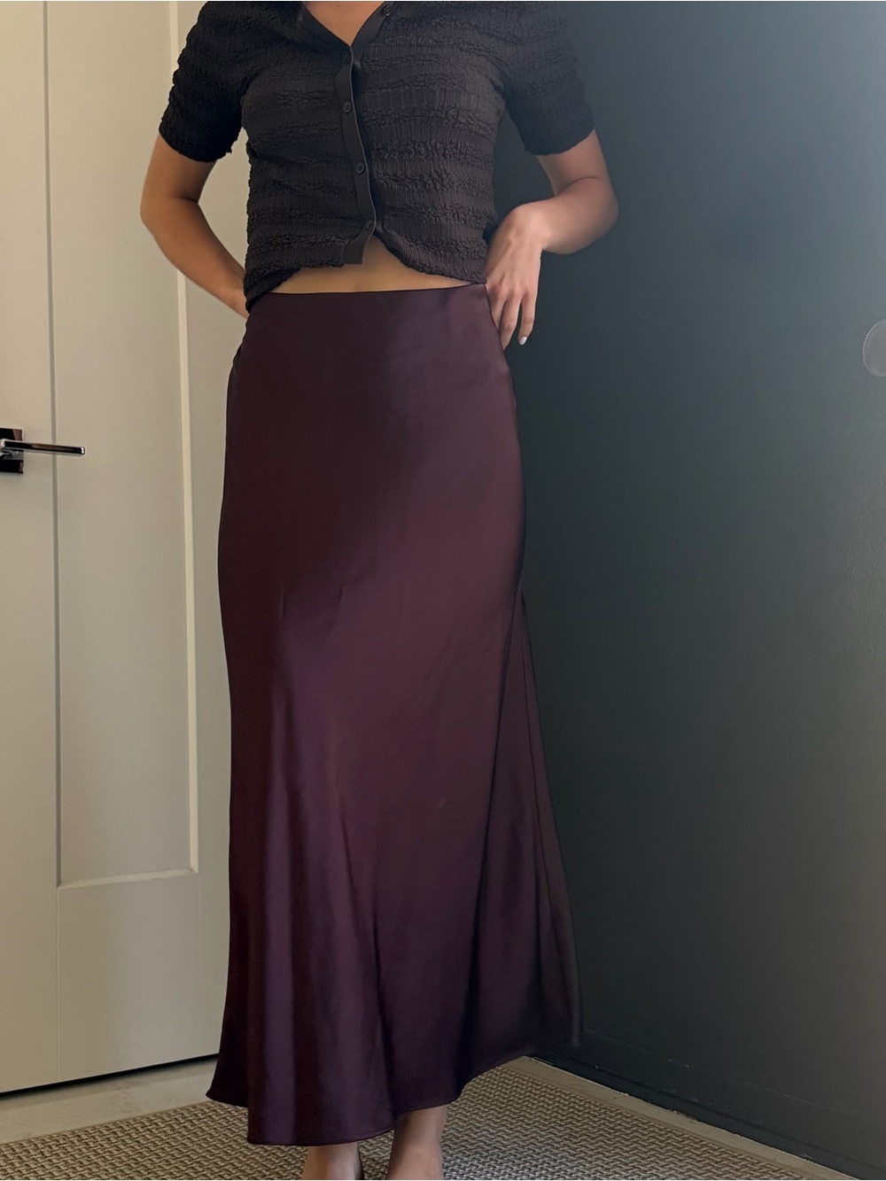 Women's Satin Slip Skirt - Burgandy